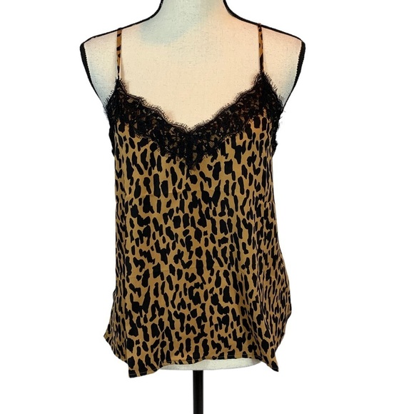 BP Animal Print Lace Print Camisole - Black / Brown - size Small - Picture 1 of 10